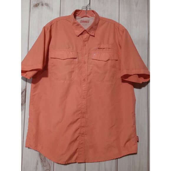 Coleman Shirt Men's Large Coral Button Front Fishing - Picture 1 of 7